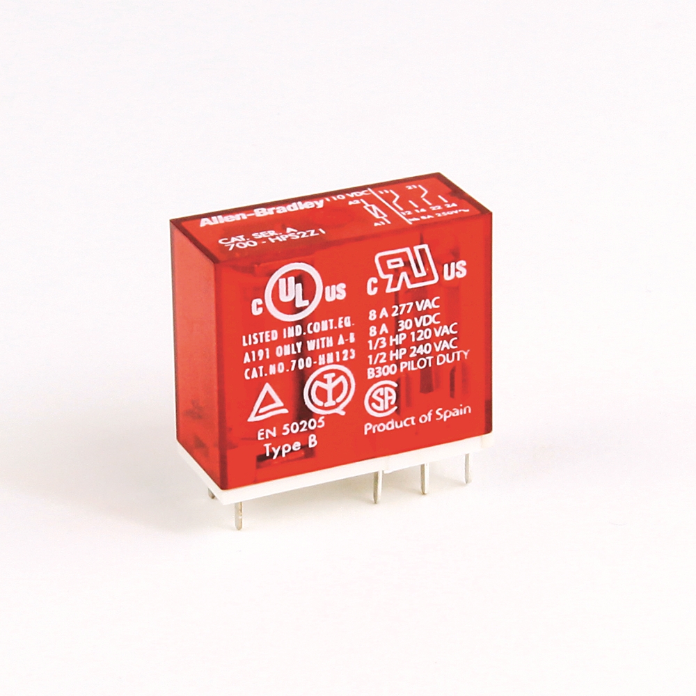Allen-Bradley 700-HPS2Z24 700-HPS2Z24: Allen-Bradley 24V DPDT PCB Style 2 Pole Safety Relay https://gesrepair.com/wp-content/uploads/2020/AB_Images/Allen-Bradley_700-HPS2Z24.jpg