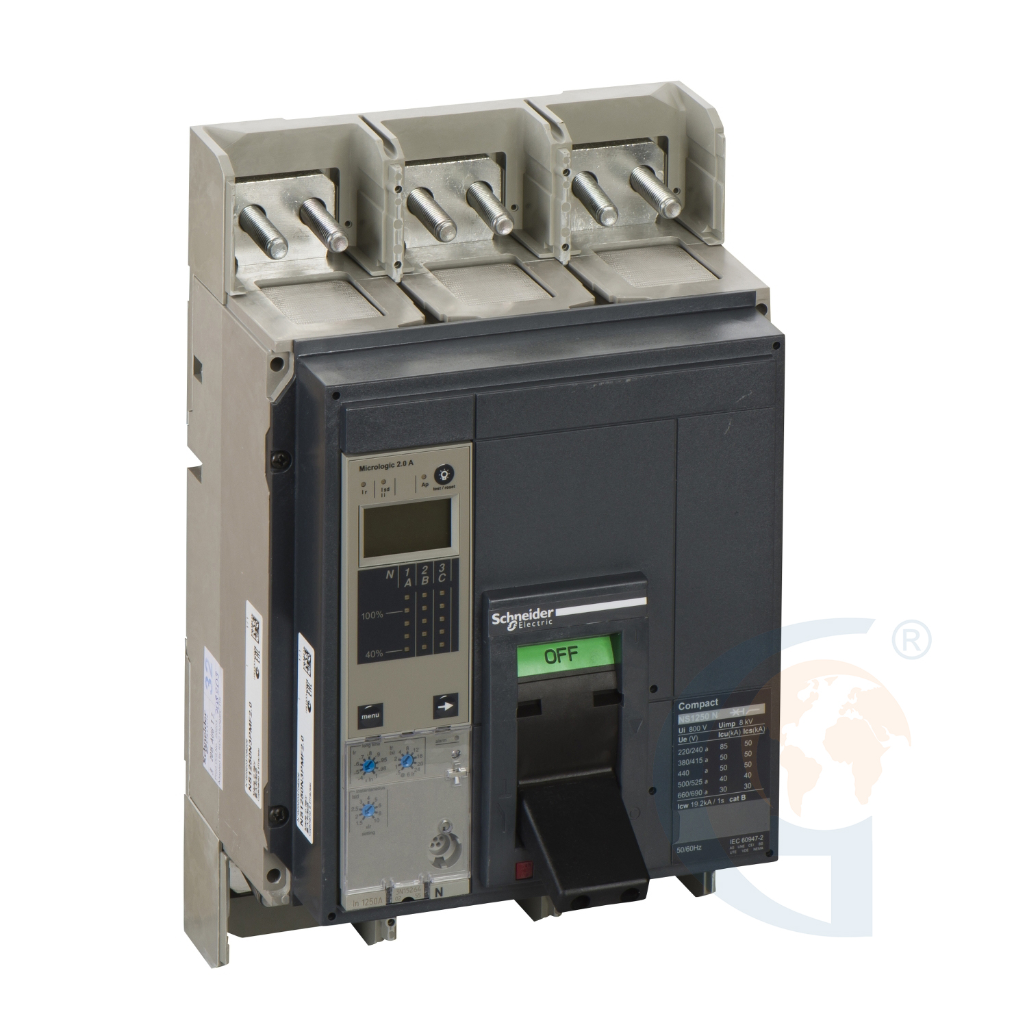 Schneider Electric 33253 circuit breaker Compact NS1250N – Micrologic 2.0 A – 1250 A – 3 poles 3t https://gesrepair.com/wp-content/uploads/2020/Schneider/Schneider_Electric_33253_.jpg