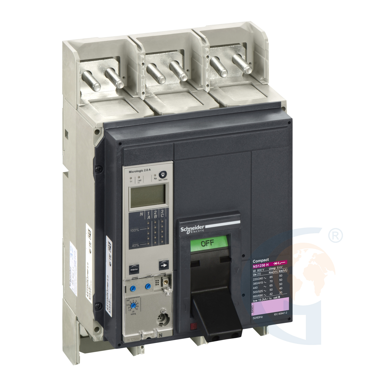 Schneider Electric 33258 circuit breaker Compact NS1250H – Micrologic 2.0 A – 1250 A – 3 poles 3t https://gesrepair.com/wp-content/uploads/2020/Schneider/Schneider_Electric_33258_.jpg