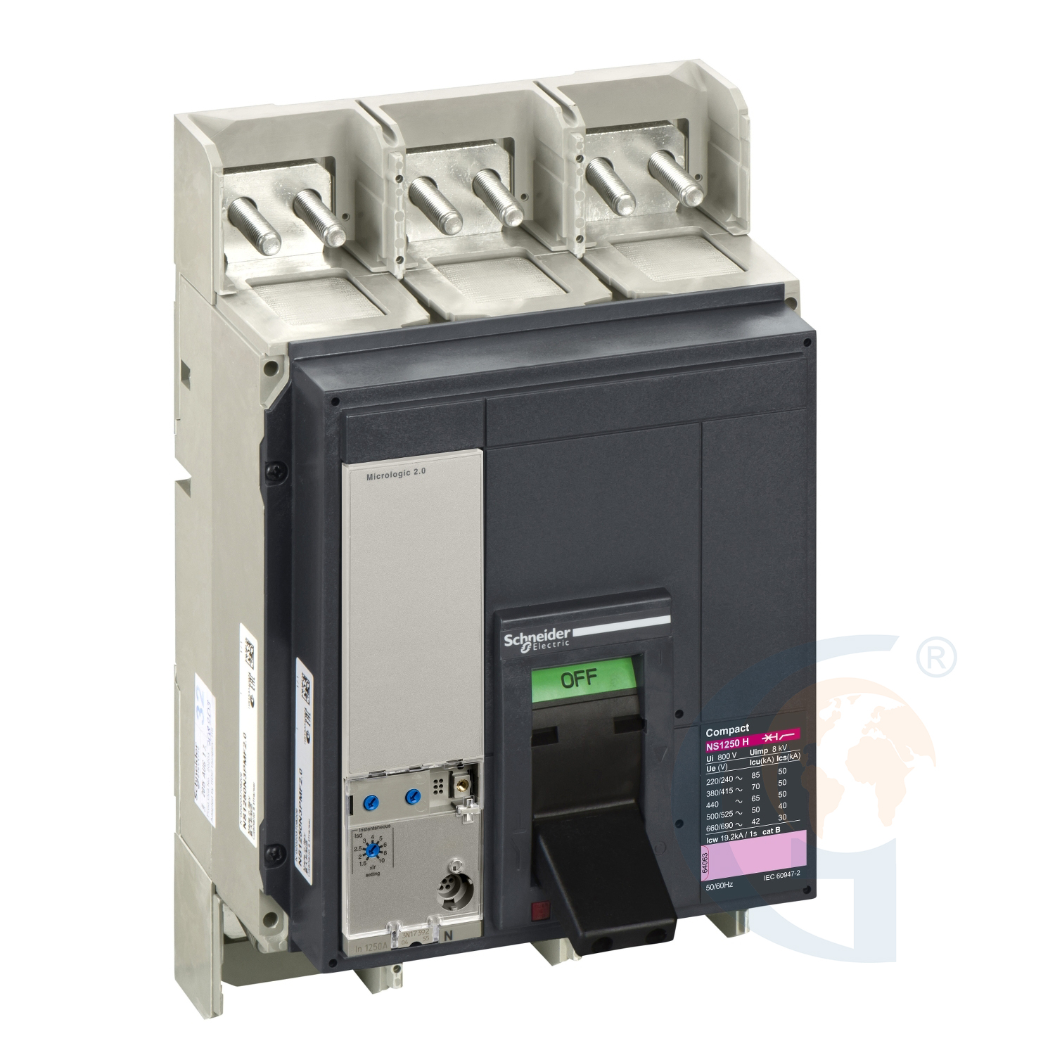 Schneider Electric 33479 circuit breaker Compact NS1250H – Micrologic 2.0 – 1250 A – 3 poles 3t https://gesrepair.com/wp-content/uploads/2020/Schneider/Schneider_Electric_33479_.jpg