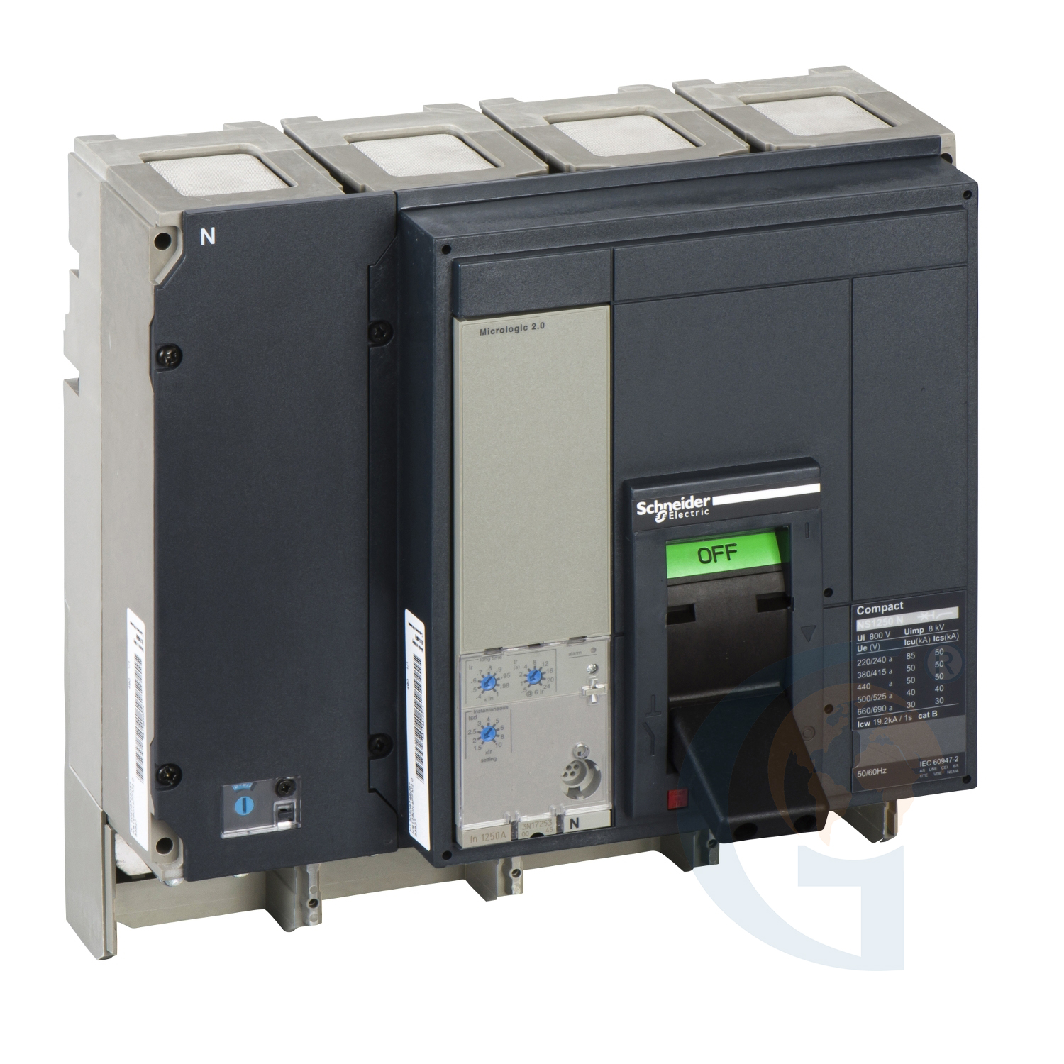 Schneider Electric 33527 circuit breaker Compact NS1250N – Micrologic 2.0 A – 1250 A – 4 poles 4t https://gesrepair.com/wp-content/uploads/2020/Schneider/Schneider_Electric_33527_.jpg
