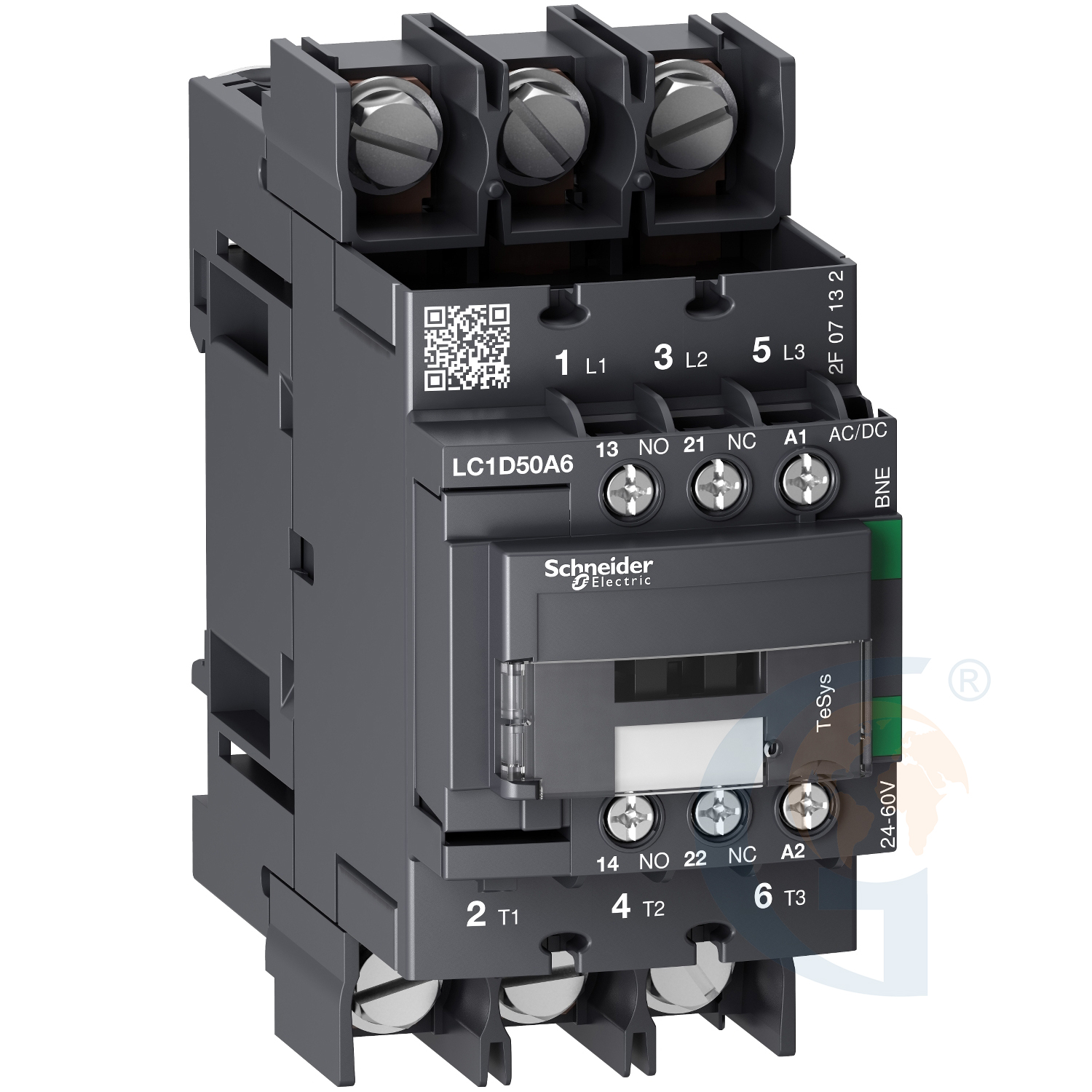 Schneider Electric LC1D50A6BNE TESYS D CONTACTOR 3P 50A AC-3 UP TO 440V COIL 24-60V AC/DC RING-LUGS https://gesrepair.com/wp-content/uploads/2020/Schneider/Schneider_Electric_LC1D50A6BNE_.jpg