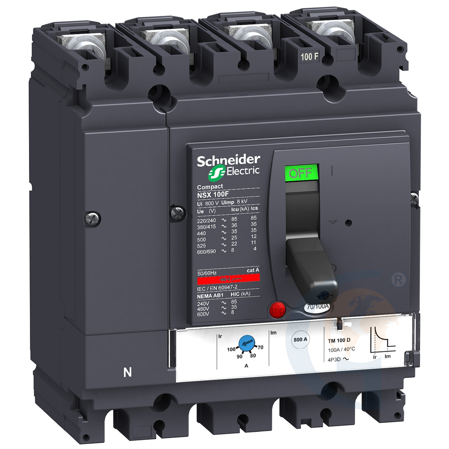 Schneider Electric LV429654 circuit breaker Compact NSX100F, 36 kA at 415 VAC, TMD trip unit 40 A, 4 poles 4d https://gesrepair.com/wp-content/uploads/2020/Schneider/Schneider_Electric_LV429654_.jpg