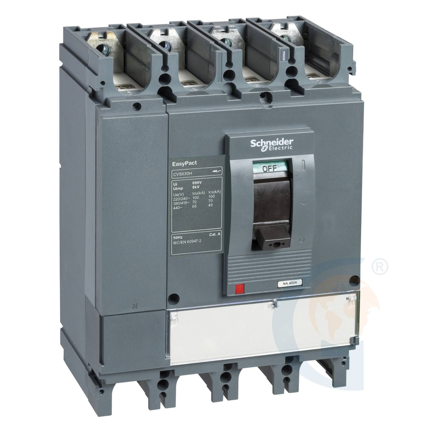 Schneider Electric LV540506 circuit breaker EasyPact CVS400F, 36 kA at 415 VAC, 400 A rating ETS 2.3 electronic trip unit, 4P 4d https://gesrepair.com/wp-content/uploads/2020/Schneider/Schneider_Electric_LV540506_.jpg