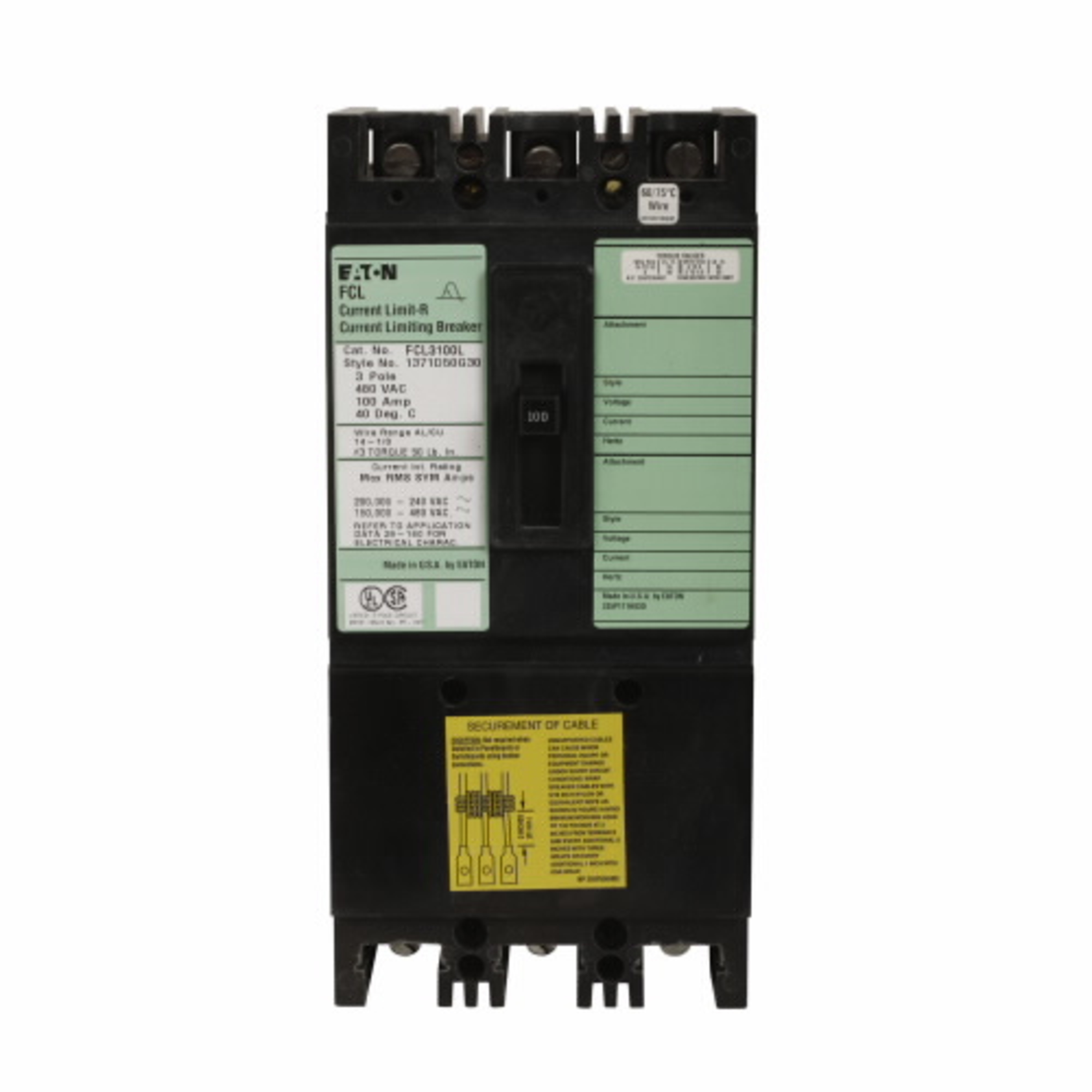 Eaton FCL3100L Eaton | Cutler Hammer FCL3100L  Circuit Breakers Plug-On Breakers – 3 Pole https://gesrepair.com/wp-content/uploads/2022/Eaton/Images/Eaton_FCL3100L_Circuit_Breakers.jpg