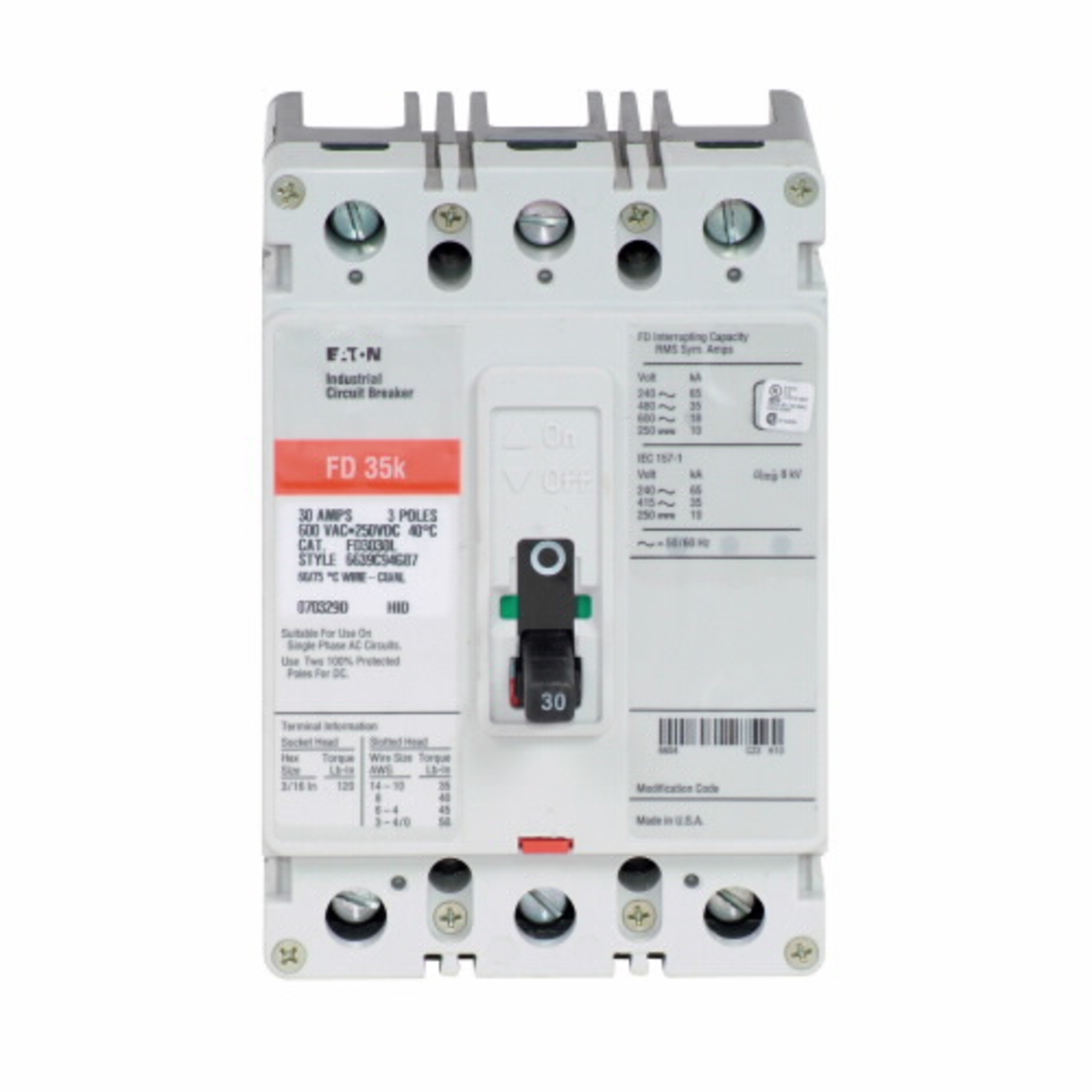 Eaton FD3030V Eaton | Cutler Hammer FD3030V  Circuit Breakers Molded Case Breakers – 600 Volt AC https://gesrepair.com/wp-content/uploads/2022/Eaton/Images/Eaton_FD3030V_Circuit_Breakers.jpg