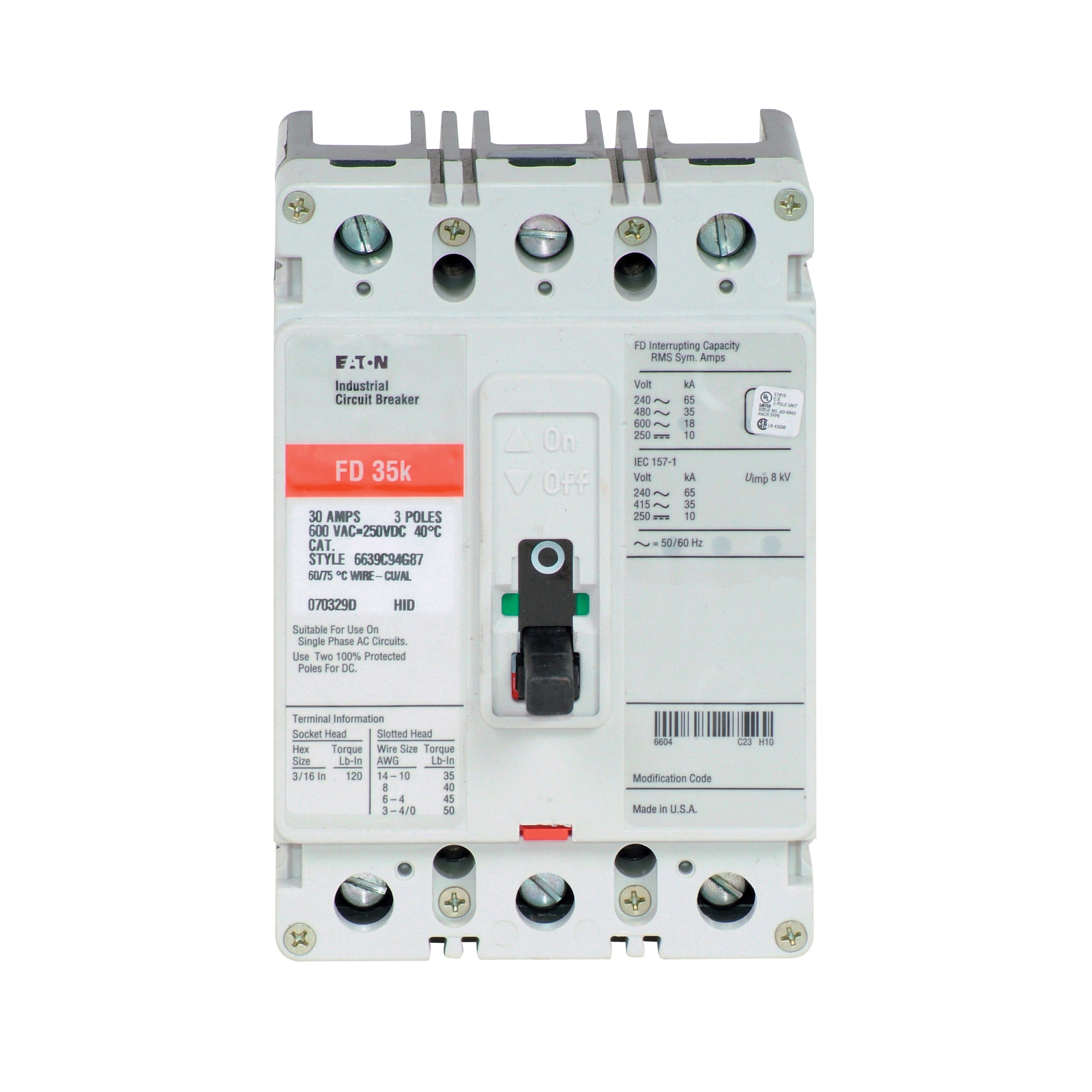 Eaton FD3060V Eaton | Cutler Hammer FD3060V  Circuit Breakers Molded Case Breakers – 600 Volt AC https://gesrepair.com/wp-content/uploads/2022/Eaton/Images/Eaton_FD3060V_Circuit_Breakers.jpg