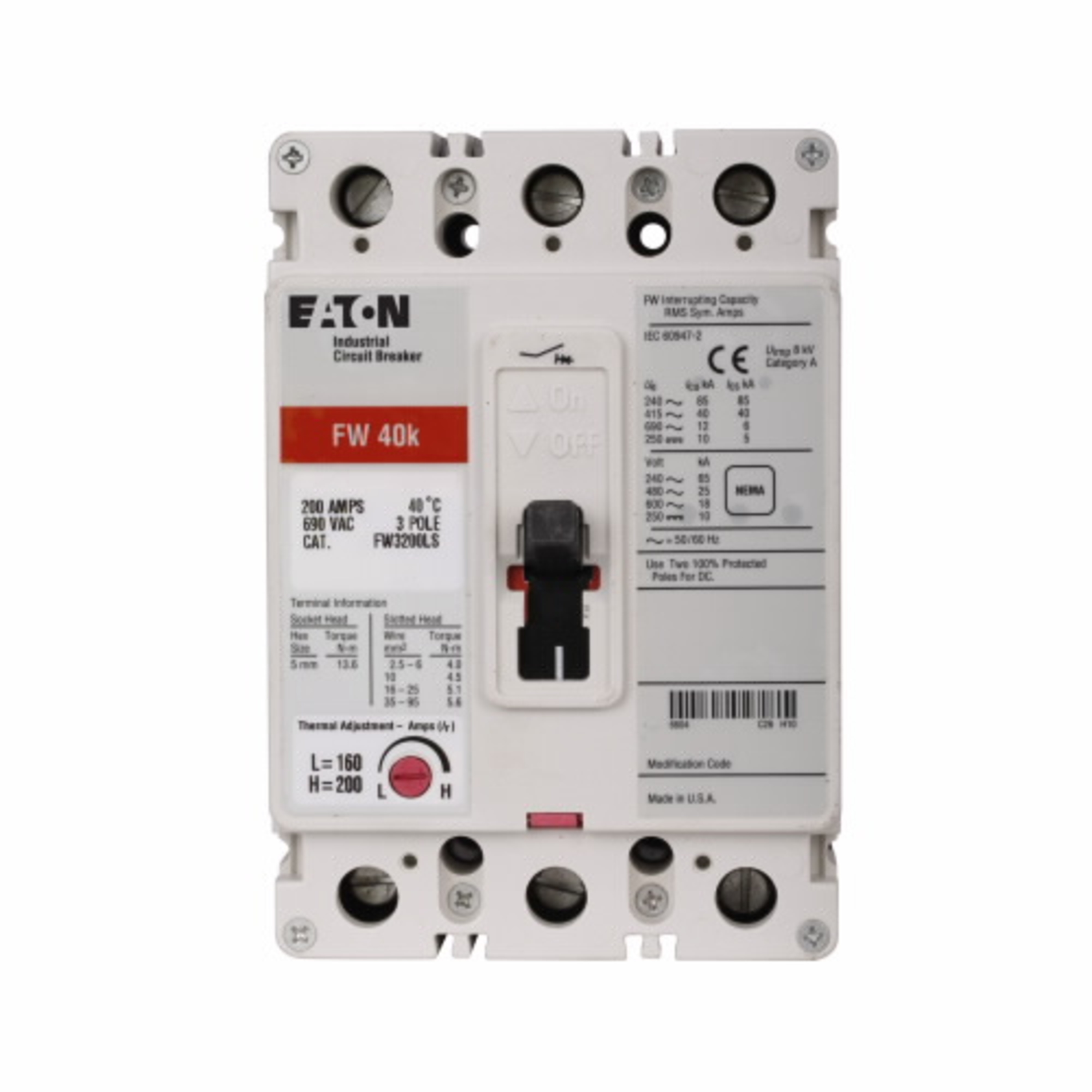 Eaton FW3040L Eaton | Cutler Hammer FW3040L  Circuit Breakers Molded Case Breakers – 600 Volt AC https://gesrepair.com/wp-content/uploads/2022/Eaton/Images/Eaton_FW3040L_Circuit_Breakers.jpg