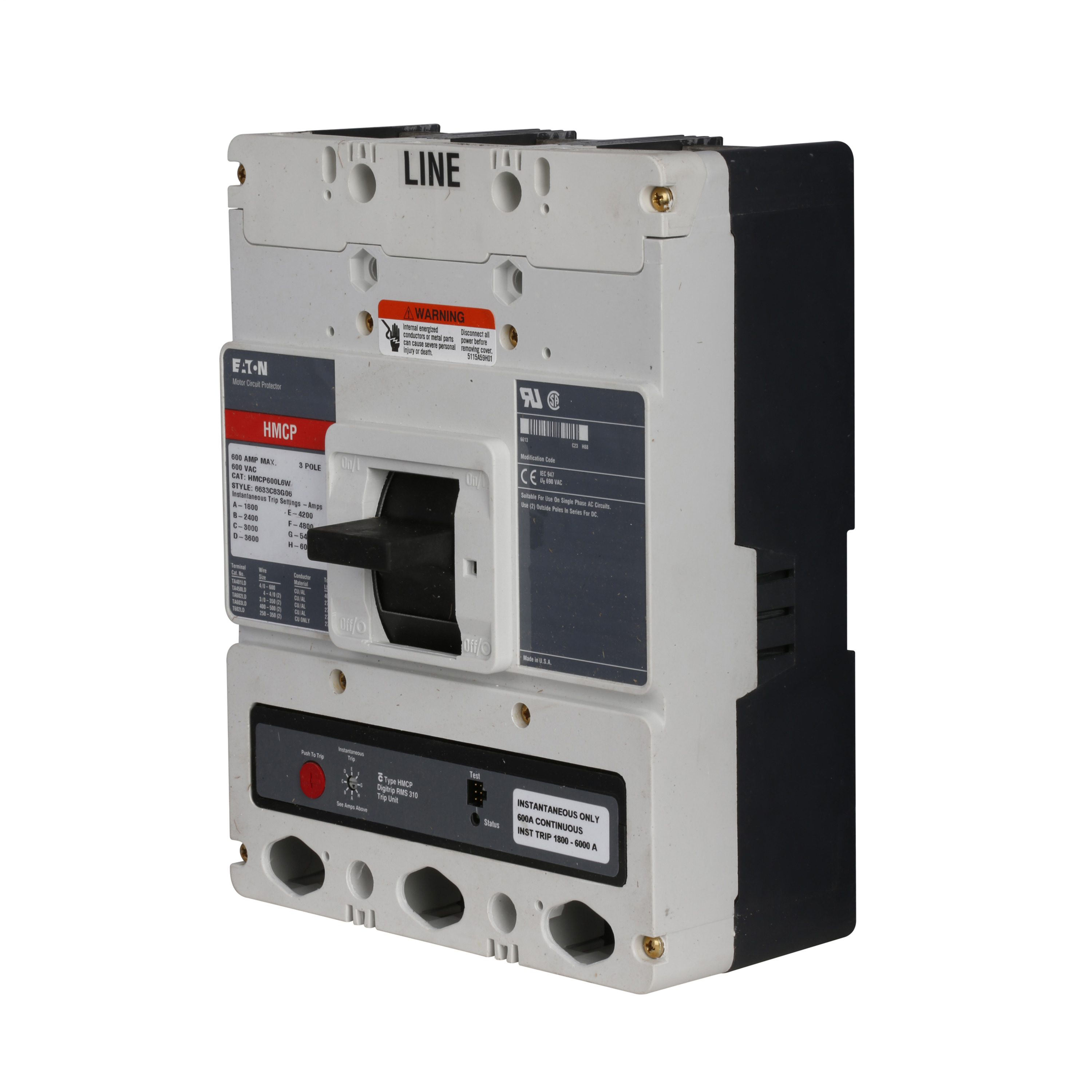 Eaton HMCP600L6S10Y01 Eaton | Cutler Hammer HMCP600L6S10Y01 Circuit Breakers Molded Case Breakers – Motor Circuit Protectors https://gesrepair.com/wp-content/uploads/2022/Eaton/Images/Eaton_HMCP600L6S10Y01_Circuit_Breakers.jpg
