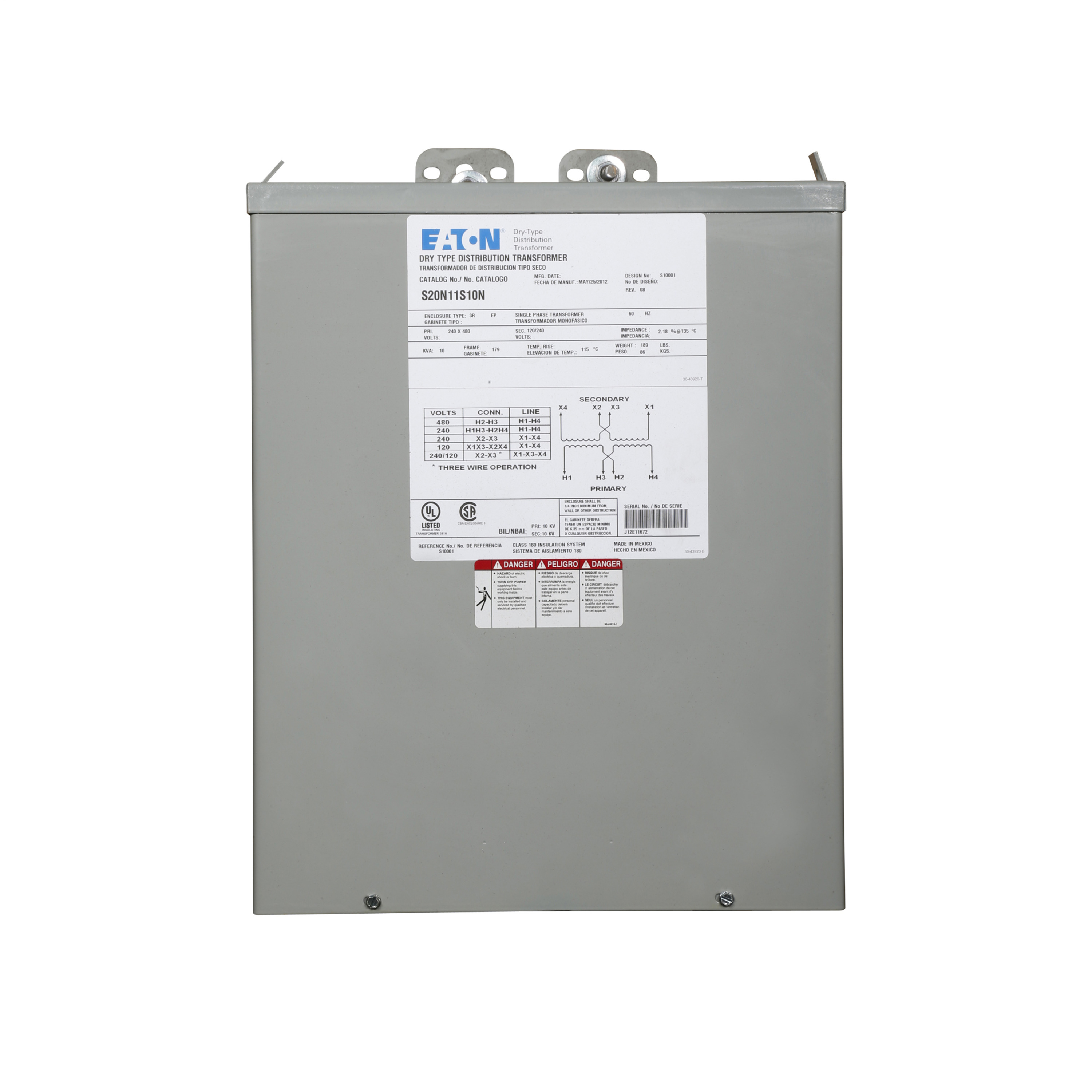 Eaton S42N11S10N Eaton | Cutler Hammer S42N11S10N  Transformers Dry Type – 10 – 12 KVA https://gesrepair.com/wp-content/uploads/2022/Eaton/Images/Eaton_S42N11S10N_Transformer.jpg