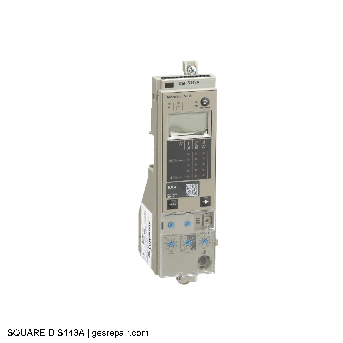 SQUARE D S143A SQUARE D  Circuit Breakers  S143A Micrologic trip unit https://gesrepair.com/wp-content/uploads/2025/05/SQUARE_D_S143A_Circuit_Breakers.JPG