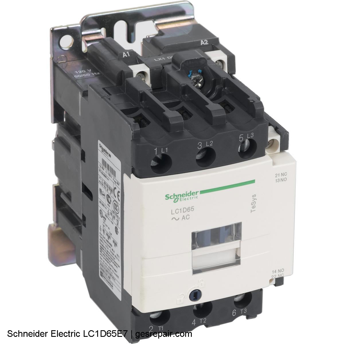 Schneider Electric LC1D65E7 Schneider Electric LC1D65E7 Contactors https://gesrepair.com/wp-content/uploads/2025/05/Schneider_Electric_LC1D65E7_Contactors.JPG