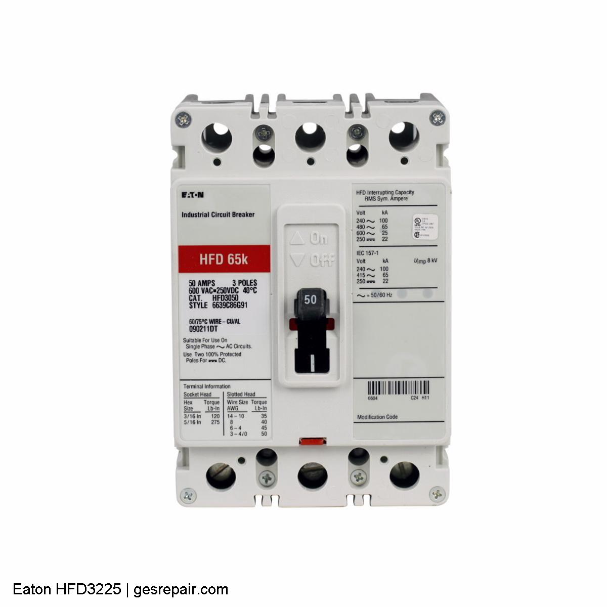 Eaton HFD3225 Eaton Part HFD3225 Circuit Protection https://gesrepair.com/wp-content/uploads/2025/10/images/Eaton_Part_HFD3225_Circuit_Protection.jpg