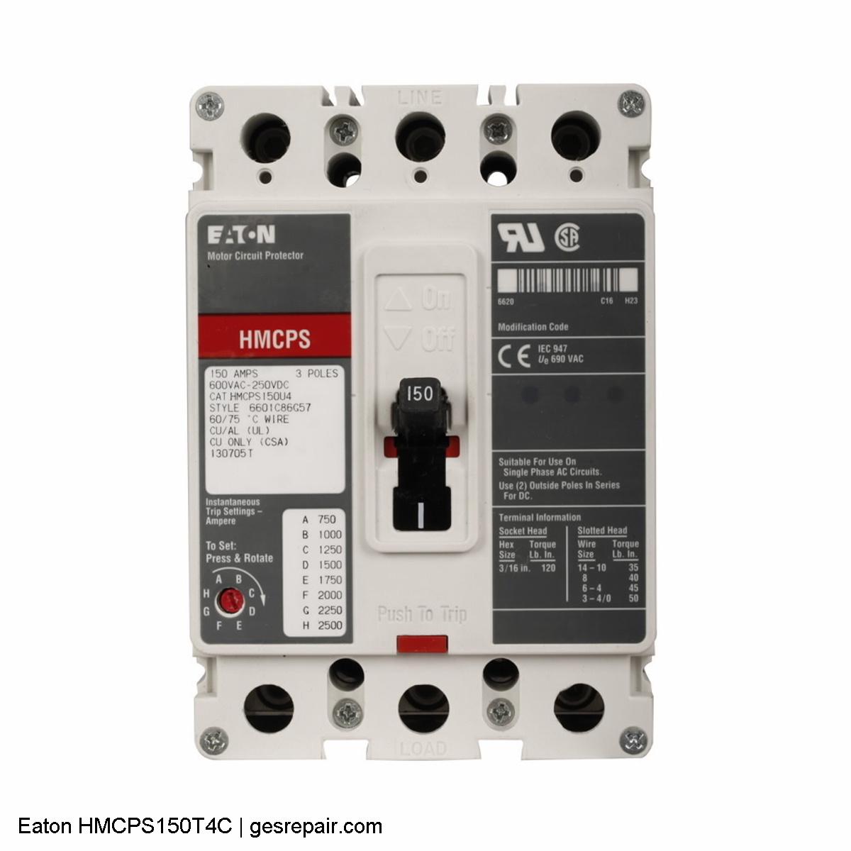Eaton HMCPS150T4C Eaton Part HMCPS150T4C Circuit Protection https://gesrepair.com/wp-content/uploads/2025/10/images/Eaton_Part_HMCPS150T4C_Circuit_Protection.jpg