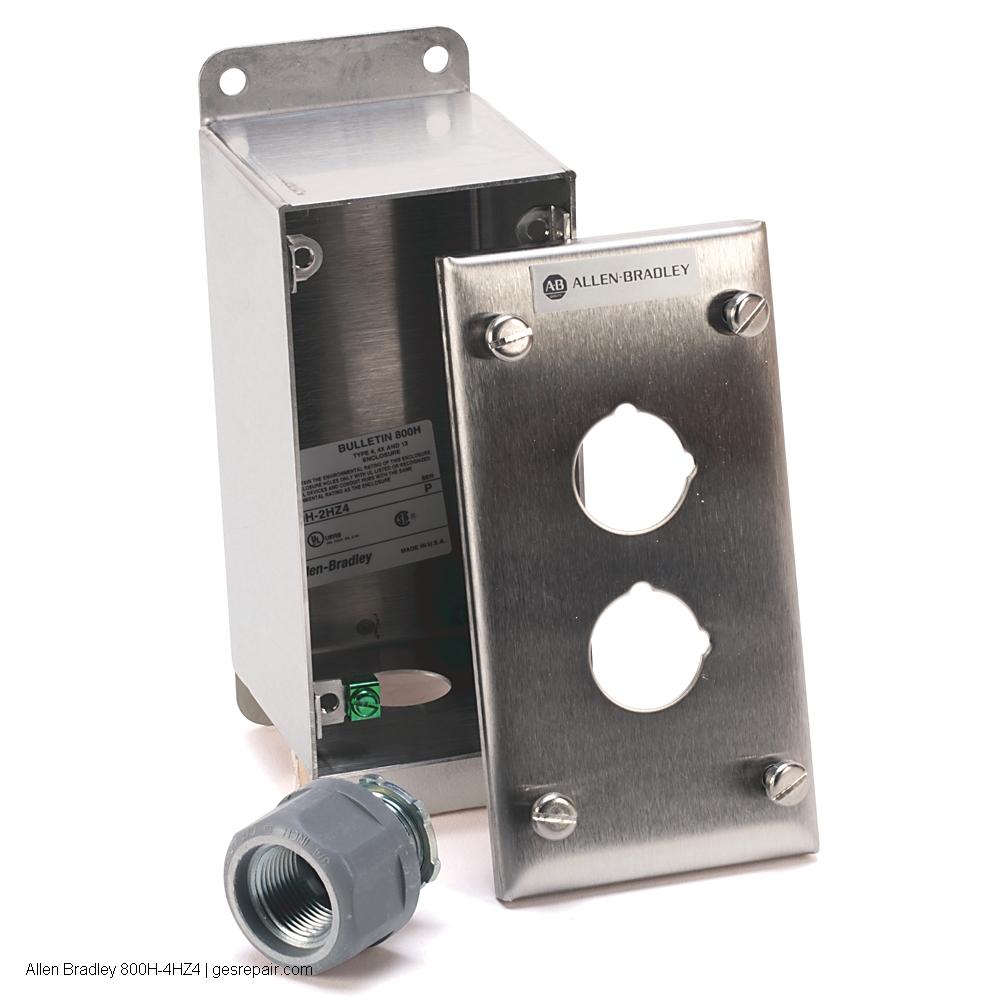 Allen Bradley 800H-4HZ4 Allen Bradley 800H-4HZ4 30.5 mm NEMA 4/4X/13 304 Stainless Steel 4-Opening Push Button Control Station Enclosure https://gesrepair.com/wp-content/uploads/2026/01/Allen%20Bradley_800H-4HZ4.jpg