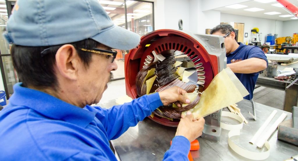 Global worker cleaning inside of electric motor
