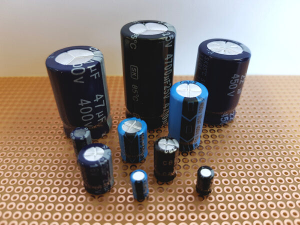 Group Of Electrolytic Capacitors Different Sizes