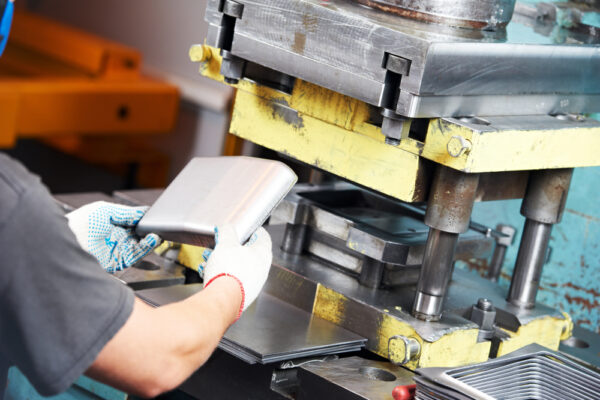 Close Up Of A Powerful Industrial Hydraulic Press Machine