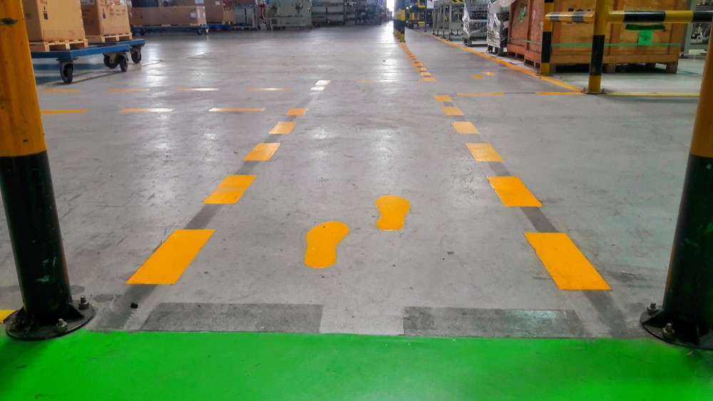 A guiding path inside of a factory
