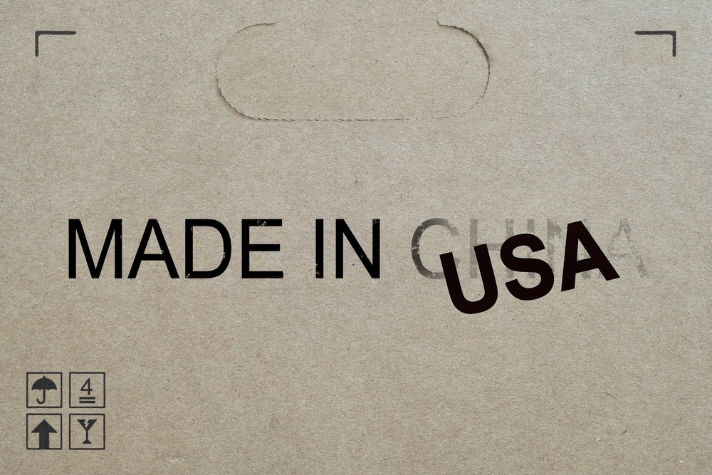 A cardboard box that has "Made in USA" printed on the side