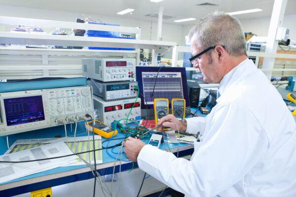 An Expert Engineer Working at an Electrical Test Bench