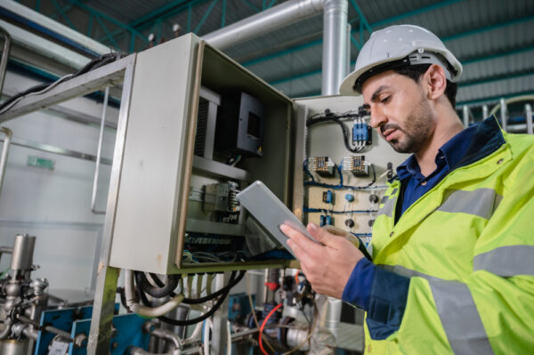 Technician Engineer Working To Maintenance A Construction Equipment Industry Production