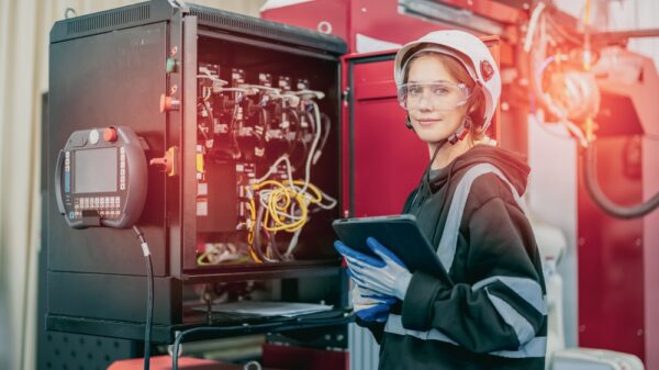 Supporting Engineer Caucasian Woman Testing An Artificial Intelligent Robotic