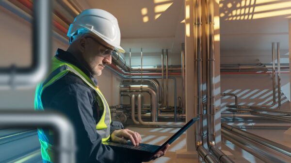 Factory Worker With Laptop