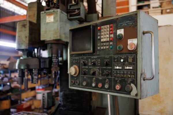 Old CNC Control Panel With Monitor And Keyboard