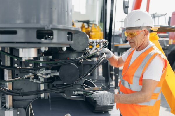 Hydraulic Engineer Doing Safety Check On New Installation