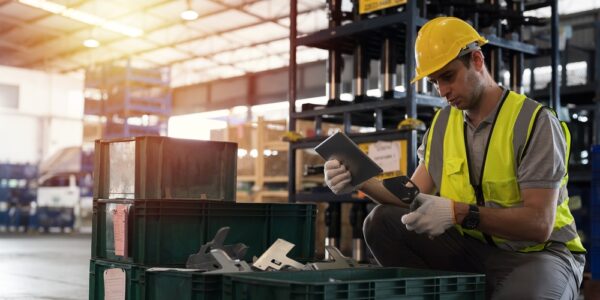 Warehouse Worker Inspecting Quality