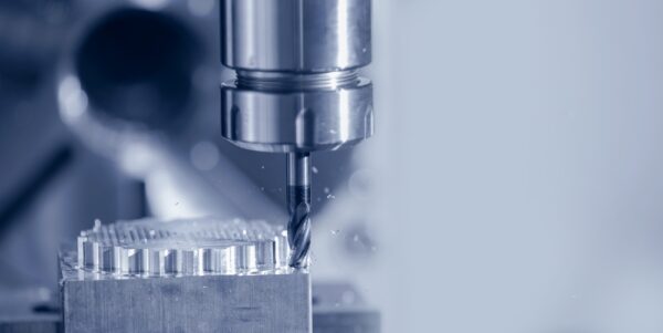Closeup CNC Milling Machine During Operation