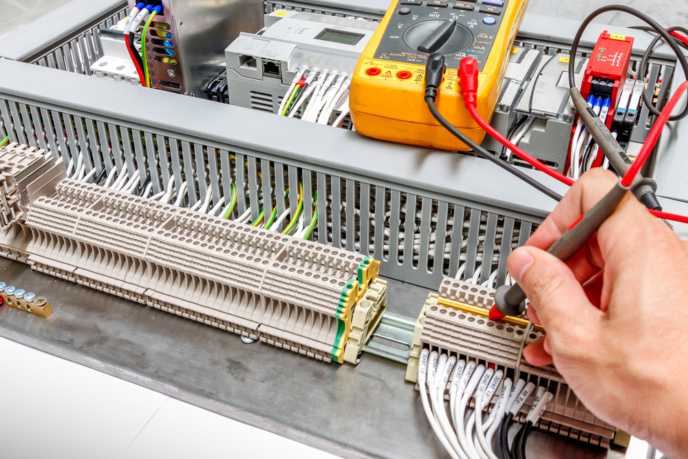 Closeup Of Measurement Connectivity At Electrical Control Panel