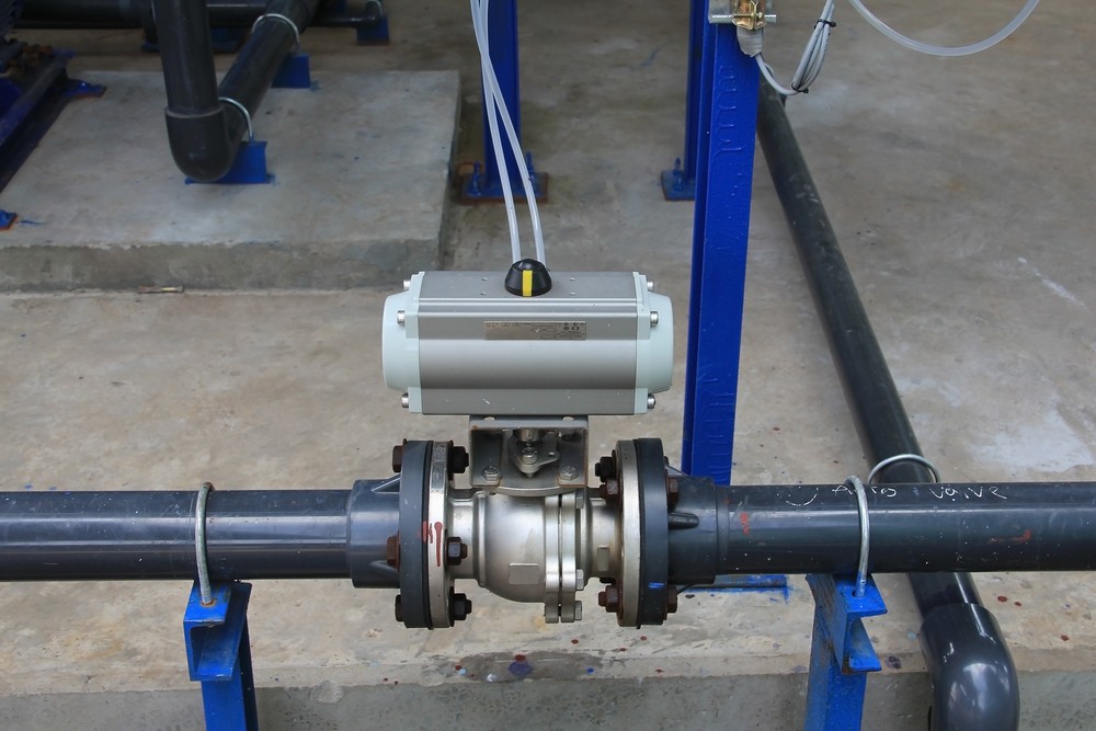 The top view of a pneumatic actuator