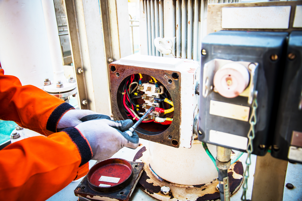 Technician hand Of Electrician Working With Ac Or Dc Motor