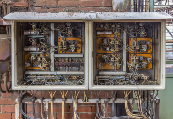 Weathered Rusty Old Corroded Open Electric Control Cabinets